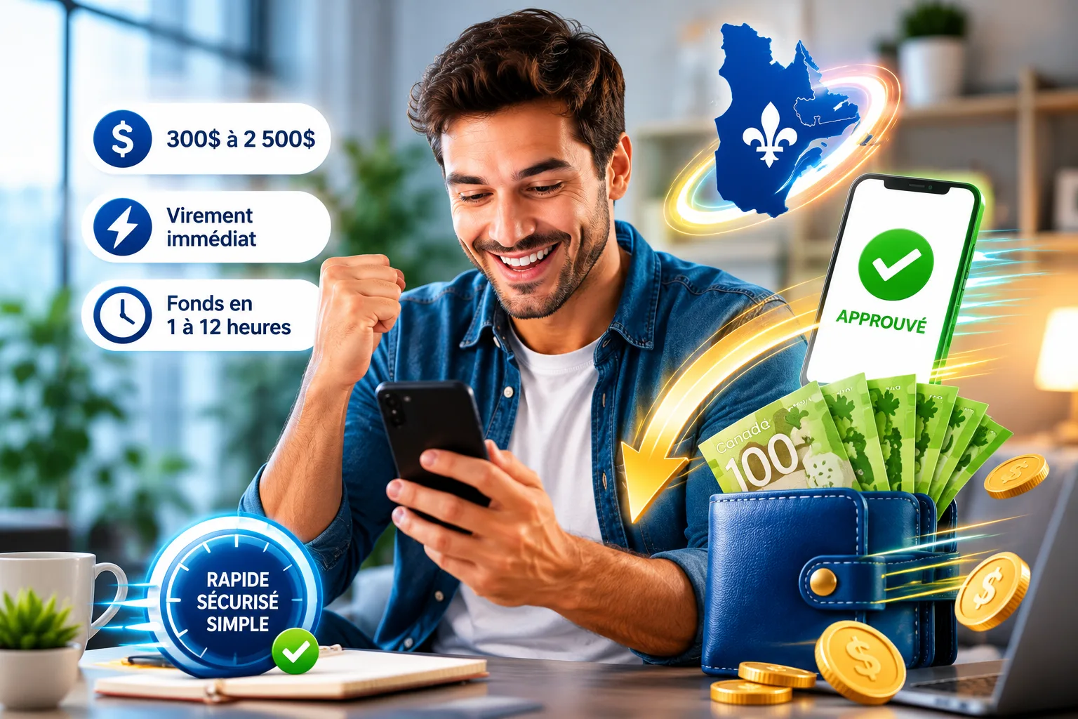 Mini prêt virement immédiat au Québec - fonds en quelques heures